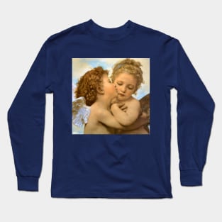 The First Kiss, angels detail by Bouguereau Long Sleeve T-Shirt